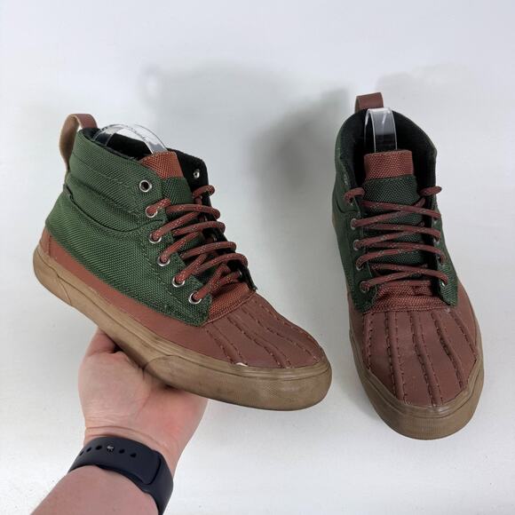 Vans Sk8-Hi Del Pato Duck Boots Women's 8.5 Green Brown Ankle Lace-Up Comfort - Picture 1 of 10